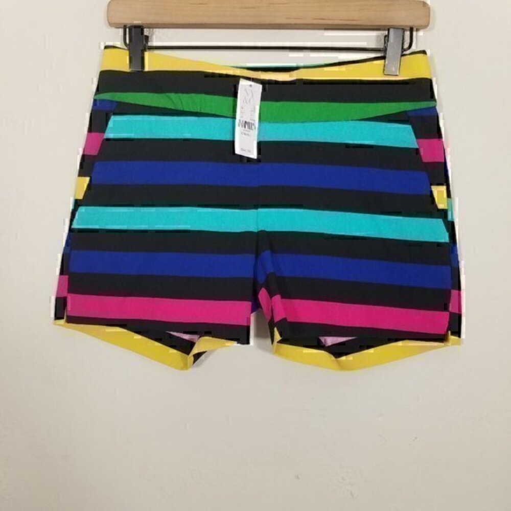 NWT New York & Company Striped Multicolor Super Stretch Dress Shorts Size XS